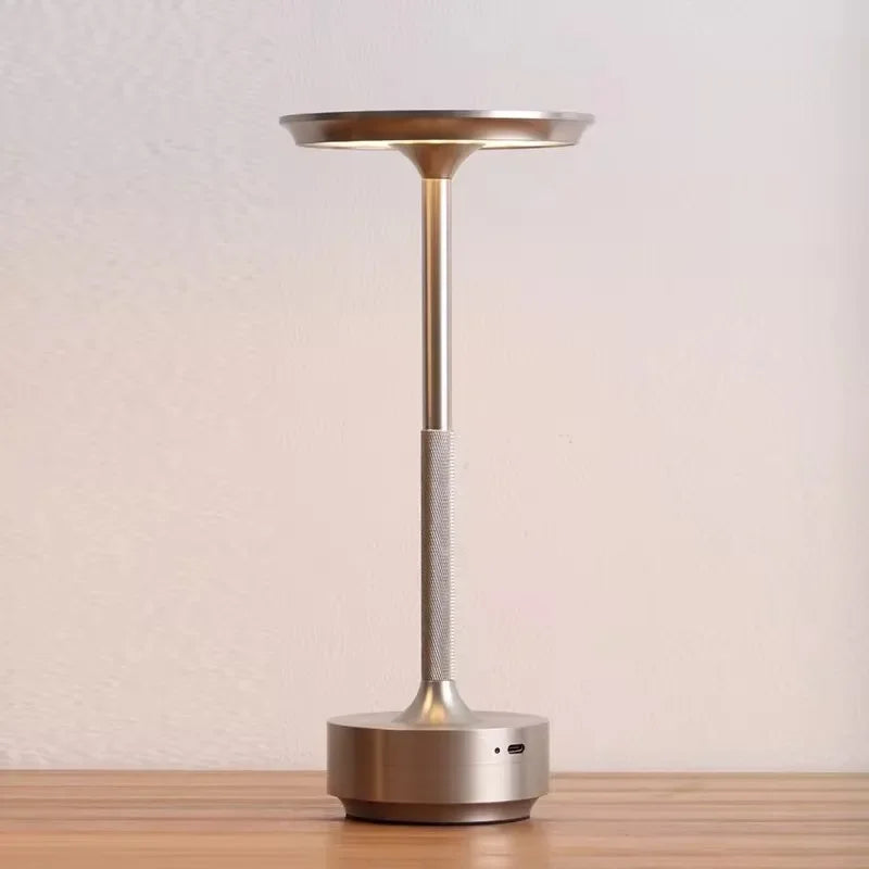 Wireless Aluminum LED Desk Lamp – Touch Dimming & Rechargeable