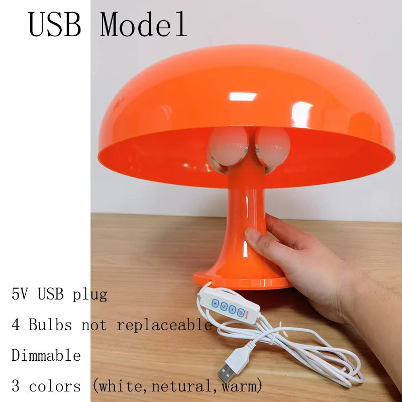 Italian Minimalist Mushroom Lamp – E14 or Fixed LED | Modern Table Light