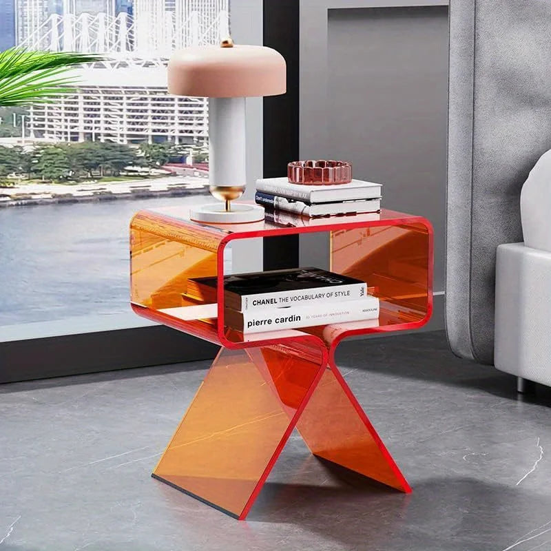 Modern Transparent Acrylic Bedside Table – Creative Mini Side Table