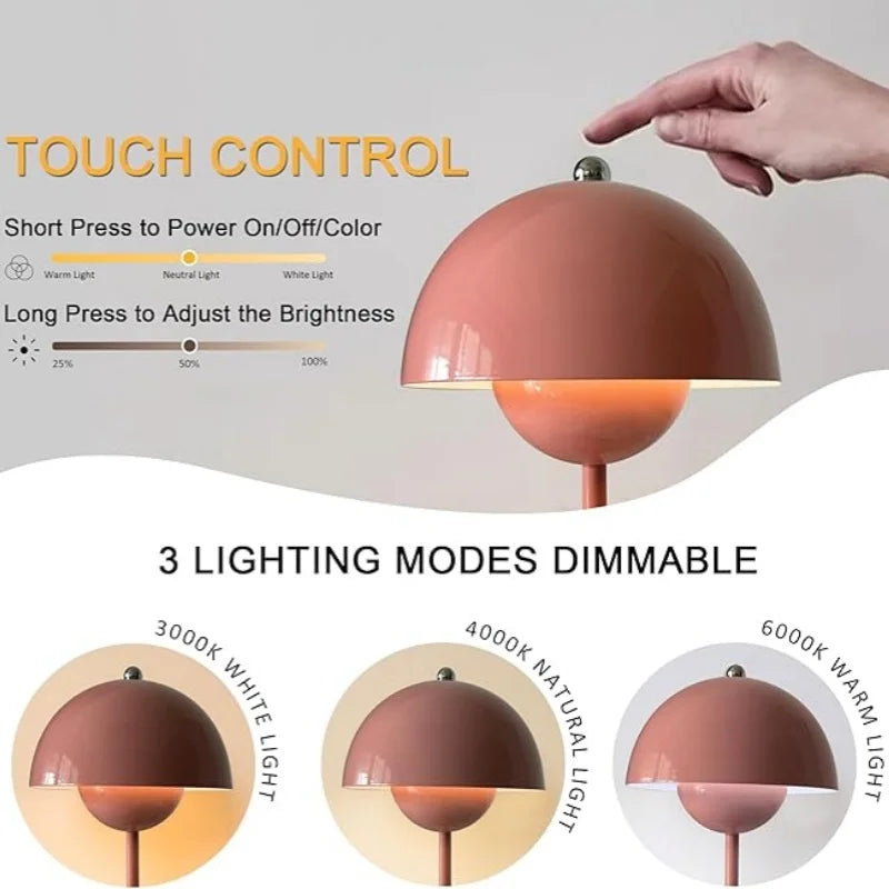 Modern Mushroom Night Light – Touch Color-Changing LED