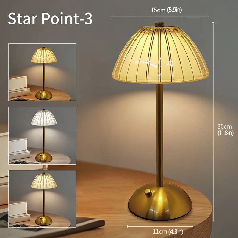 LED Table Lamp Touch Sensor Dimmable Desktop Night Light Rechargeable Wireless Reading Lamp for Hotel Bar Bedroom Decor Light