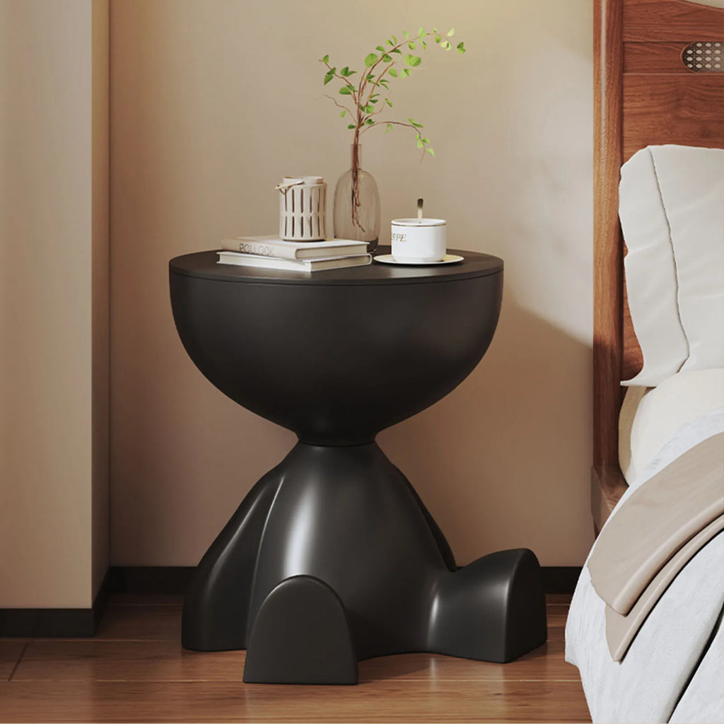 Modern Round Matte Finish Side Table – Small Storage Rack Stool for Living Room