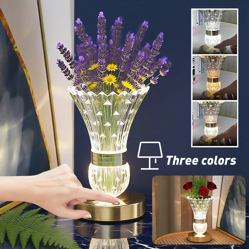Crystal LED Vase Table Lamp