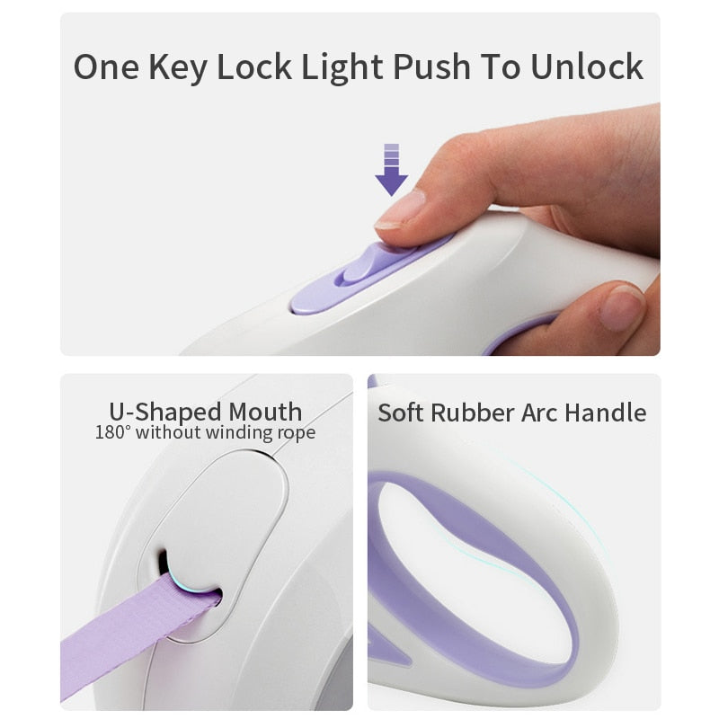 Automatic LED Retractable Dog Leash with Night Light (3m / 5m)