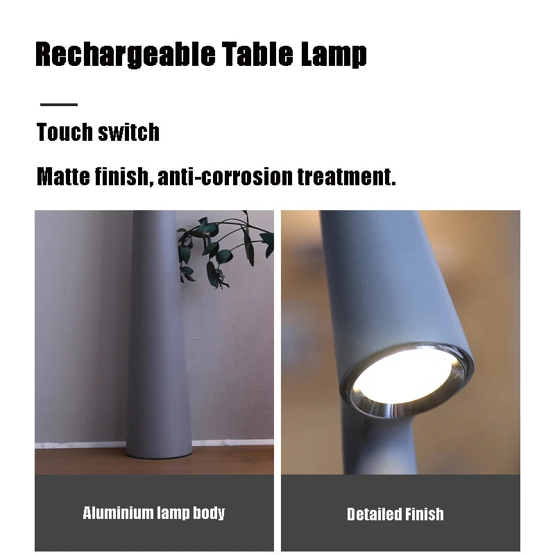 Minimalist Touch Desk Lamp — Rechargeable LED | Modern Ambient Light