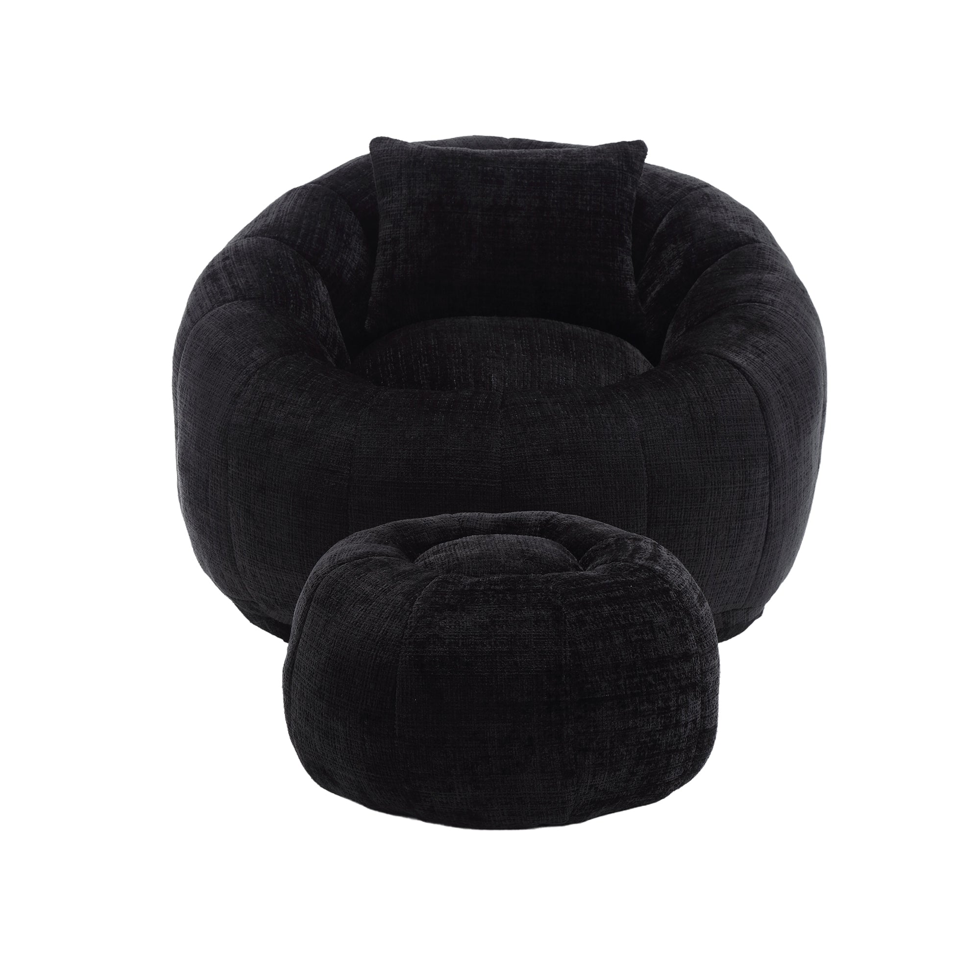 Modern Extra Large Round Bean Bag Chair with Footrest – Ultra Cozy Living Room Lounger