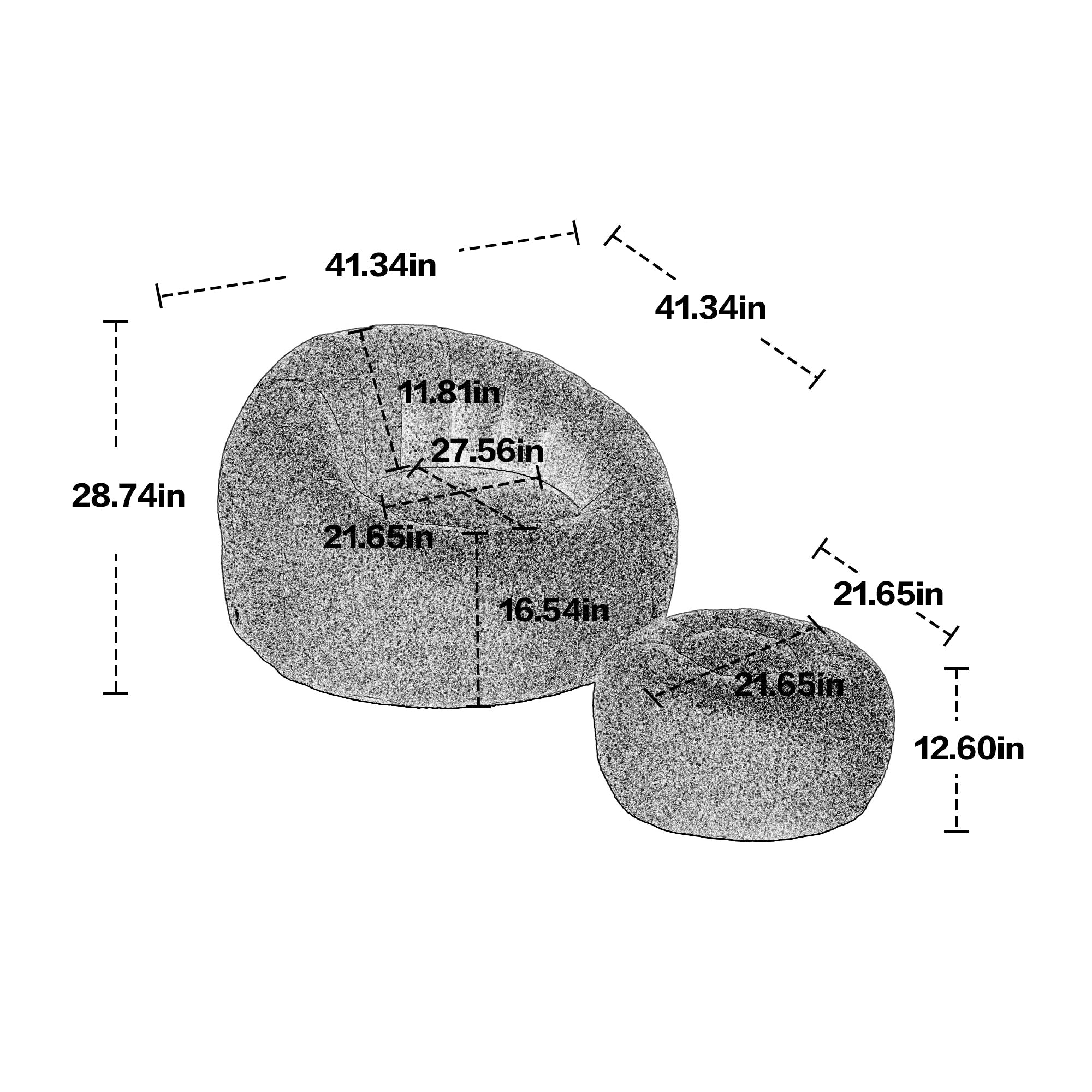 Modern Extra Large Round Bean Bag Chair with Footrest – Ultra Cozy Living Room Lounger