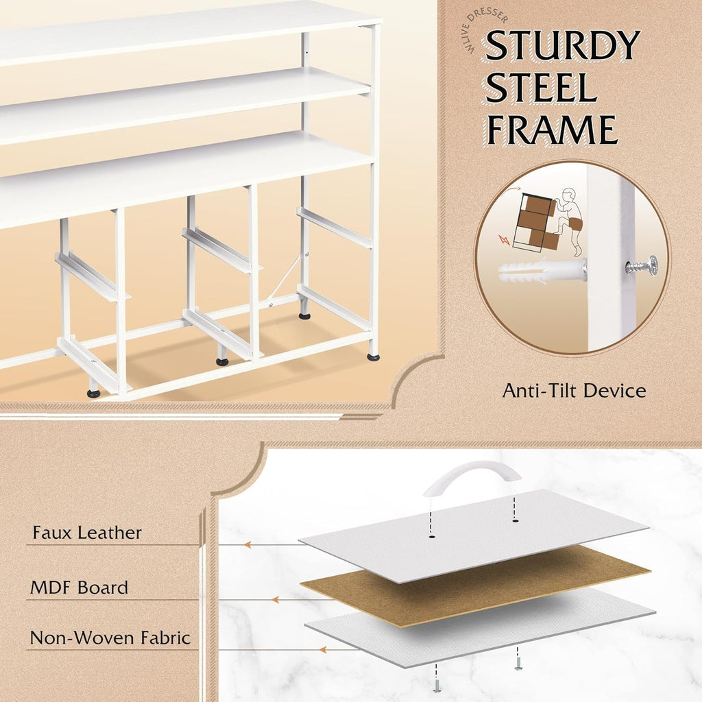 LED Dresser TV Stand with LED Lights & 6 Drawers