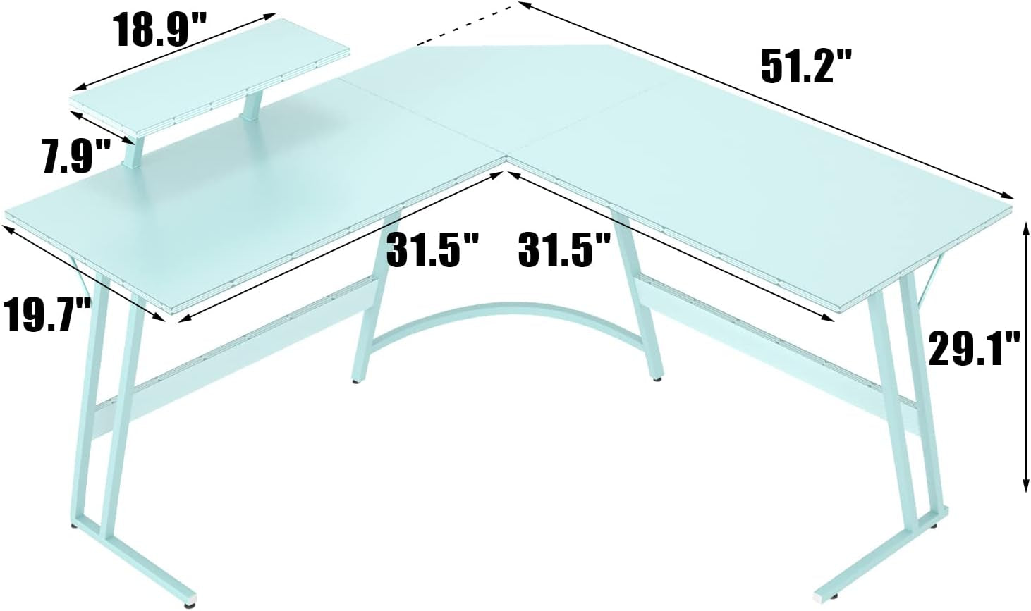 L-Shaped Gaming Desk 51” Corner Computer Desk – Carbon Fiber Style