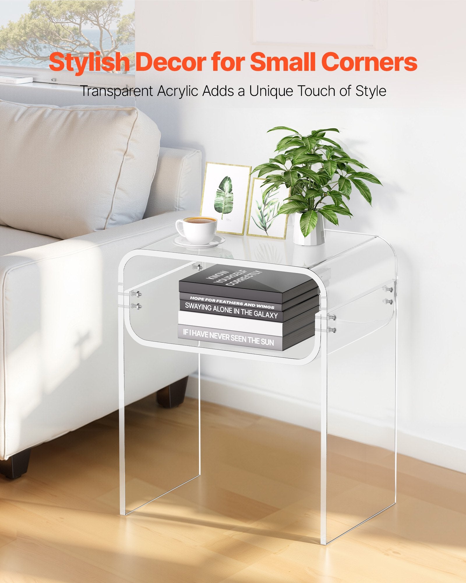 Clear Acrylic Side Table – Modern 2-Tier Bedside & Accent Table