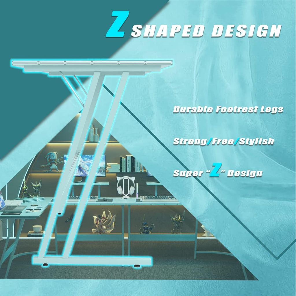 L-Shaped Gaming Desk 51” Corner Computer Desk – Carbon Fiber Style