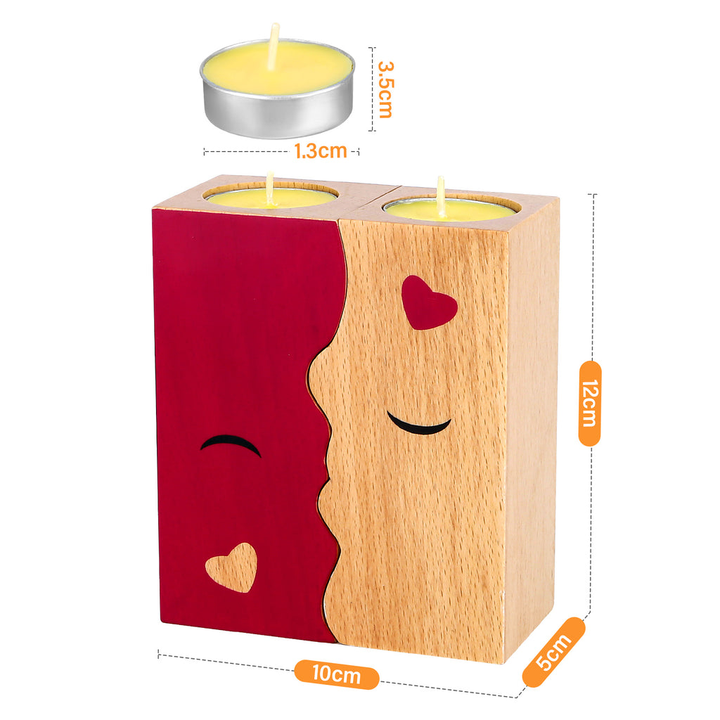 Kissing Candle Holders – Wooden Decorative Set (2pcs)