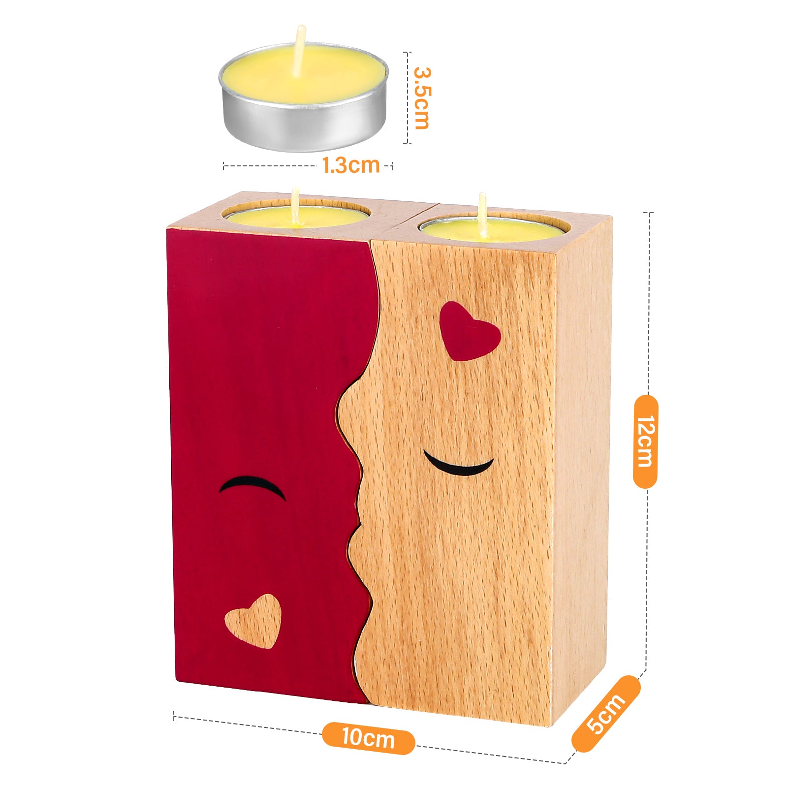 Kissing Candle Holders – Wooden Decorative Set (2pcs)