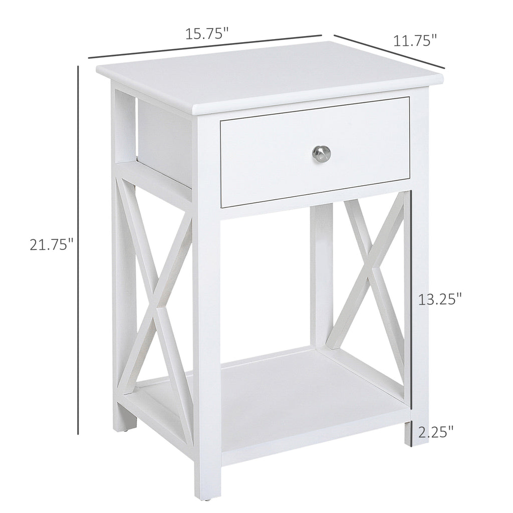 Farmhouse End Table with Drawer & Shelf