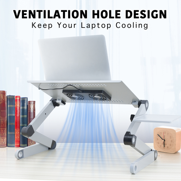Adjustable Laptop Desk with Cooling Fans – 360° Ergonomic Workstation