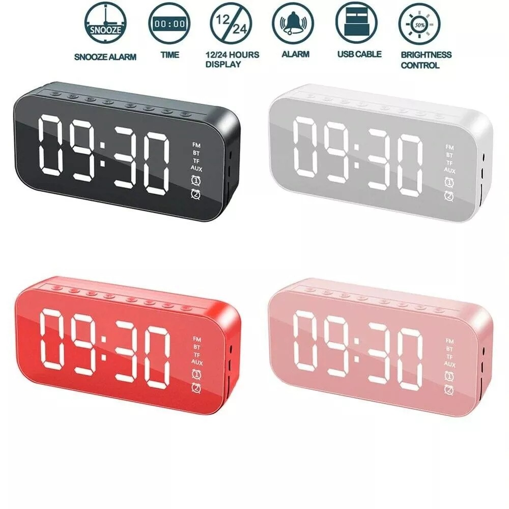 LED Display Alarm Clock Bluetooth Speaker with FM Radio
