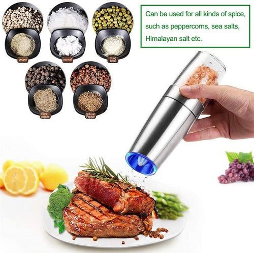 Automatic Stainless Steel Salt & Pepper Grinder Set (2-Pack)
