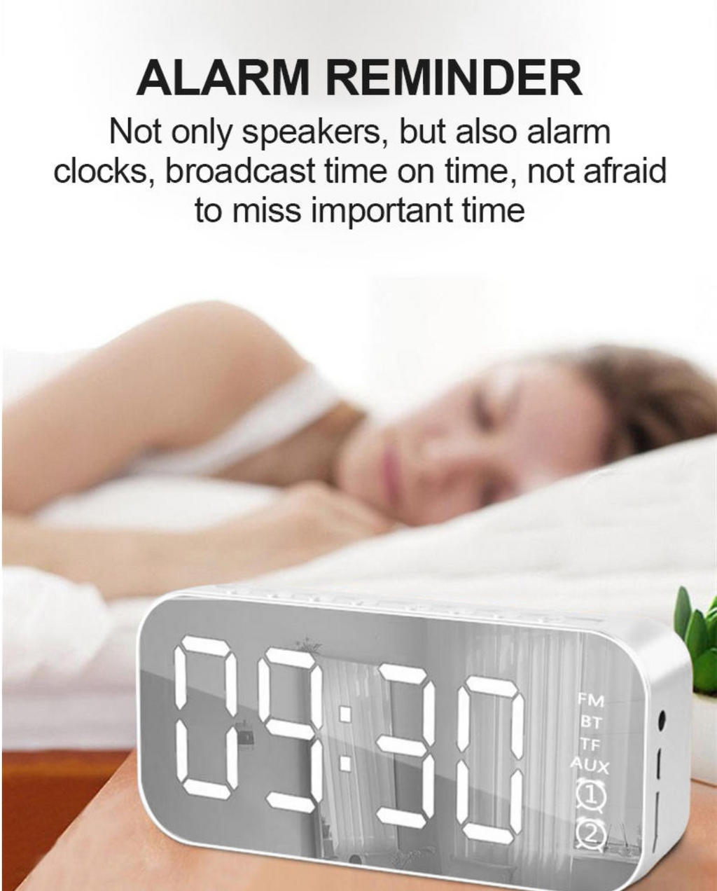 LED Display Alarm Clock Bluetooth Speaker with FM Radio