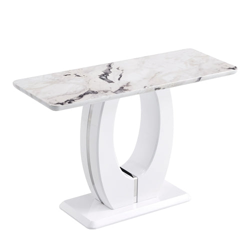 Modern Glossy White Rectangular Console Bar Table – 47.24" MDF Top