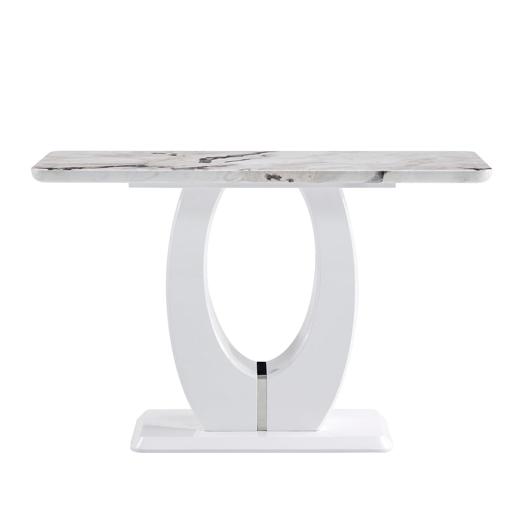 Modern Glossy White Rectangular Console Bar Table – 47.24" MDF Top