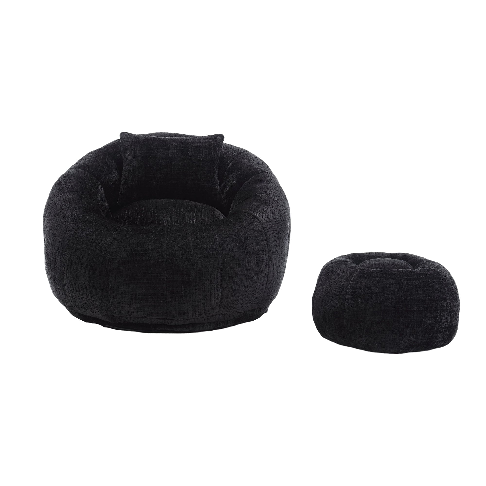 Modern Extra Large Round Bean Bag Chair with Footrest – Ultra Cozy Living Room Lounger