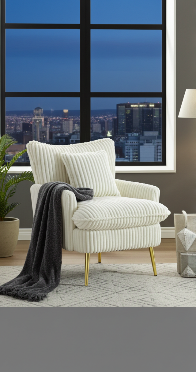 “30.31'' Corduroy Accent Chair – Soft Beige”